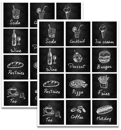 Signalétique.biz France - Adhesif pour Carrelage Mural | Planche de 24 Stickers Autocollants Adhesifs Carrelage - Carreaux de Ciment - Greedfood - Dimensions d'un Sticker : 10 x 10 cm