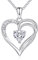 AM ANNIS MUNN 925 Sterling Silber Kette Herz Halskette Damen Geburtsstein Halskette für Frauen Doppelherz Kette Silber Schmuck Damen Geschenke für Frauen Mama Freundin (04-Diamant)