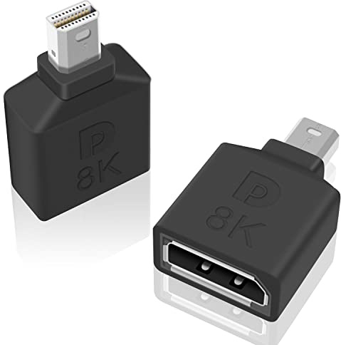 Maxhood Mini Displayport till Displayport-adapter – 8K DP 1.4-omvandlare för PC/laptop/TV/spelskärm, 2-pack