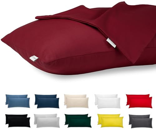 Kissenbezug 40x70 Baumwolle Premium Satin 2er Set Kissenhülle Deko für Kissen Bett/Sofa Stoff Superweicher Resistent Hypoallergen Anti-Milben Kopfkissenbezug mit Verdecktem Zip Voll Waschbar