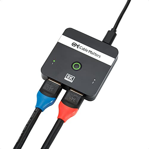 Cable Matters 48Gbps 2-Port 8K HDMI 2.1 Switch 4K120hz / 8K60hz, 2-Port 4K 120hz HDMI Switch 8K for PS5, Xbox Series X/S, Apple TV, Gaming Monitor, TV and More