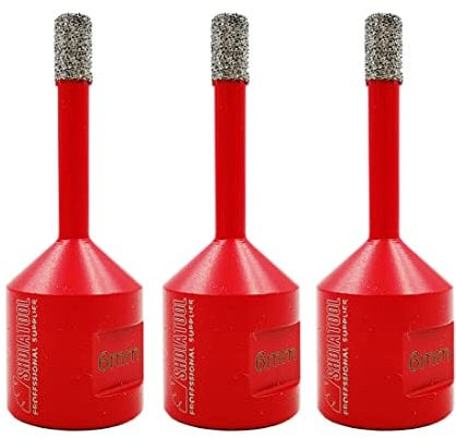 SHDIATOOL Diamant-Kernbohrer,Lochsäge Durchmesser 6mm 1/4 M14 Gewinde Vakuumgelötet für Beton Granit Marmor Porzellan Fliesen Mauerwerk Ziegel, 3Stück