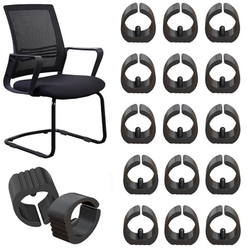 32 Pièces Plastique Patins De Serrage, Patins à Coquille De Serrage, U Plastique Bouchon Pied De Chaise,pour Chaises en Acier Tubulaire, Empêchent Les Rayures Et Le Bruit (16mmU Type,Black)