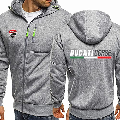 Herren Sweatshirt Hoodie Für Ducati Print Durchgehender Reißverschluss Jacken Langarm Cardigan Unisex Casual Fashion Kapuzenjacke Mit Taschen Für Frühling Und Herbst Männer Mäntel,A,M