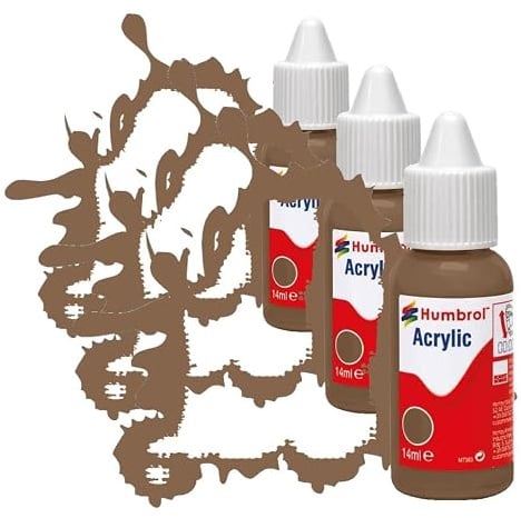 Humbrol Acrylic Paint, No 29 Dark Earth - Matt, 14 ml (Pack of 3)