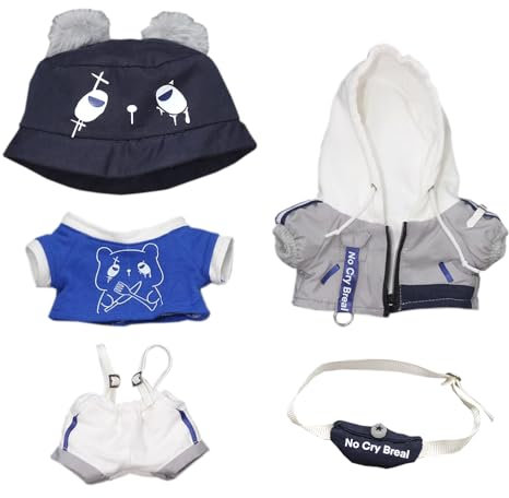 niannyyhouse 10 cm 20 cm Puppe Kleidung Hut T-Shirt Lätzchen Hose Hoodie Rucksäcke Bär Anzüge Plüsch Puppe Dress Up (20 cm), Mehrfarbig