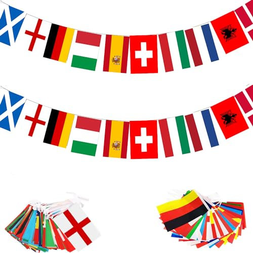 EURO 2024 Bunting Flags- European cup 2024 Bunting Flags -Includes 24 Teams for Garden, Bar, Restaurant, Party Decoration