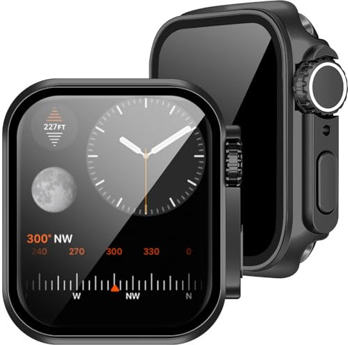 2Buyshop Cover per Apple Watch Serie 9 8 7 45mm Case con Vetro Temperato Privacy Pellicola, Sembra iWatch Ultra Anti Spia Rigida PC Protezione Case Custodia per Apple Watch Series 9 8 7 Cover 45mm