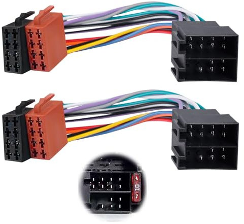 Adaptateur ISO Autoradio Universel: 2 Pièces Faisceau Autoradio Connecteur ISO Autoradio, Faisceau de Câblage 16 Broches pour VW, FIAT, Opel Corsa B C, Opel Astra F G
