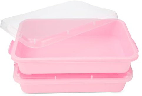 Lot de 2 Plateaux de Jeu Sensoriels Portables de 15 Pouces avec Couvercle pour Enfants - Bac à Sable avec Espace pour Eau,Sable,Perles(Rose)