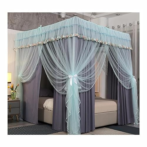 Moskitonetz für Doppelbett, für Zwilling, Queensize-Bett und Kingsize-Bett, dekorative Bettvorhänge für Schlafzimmer mit Metallhalterungen, (200 x 220 x 195 cm) (100