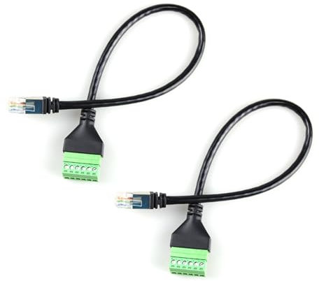 Hsupez 2 pezzi RJ12 maschio a 6 pin morsettiera adattatore per cavo di prolunga per telefono Cat3, connettore RJ12 6P6C su cavo telefonico a 6 poli, per computer desktop, DVR digitali ecc. (30 cm)