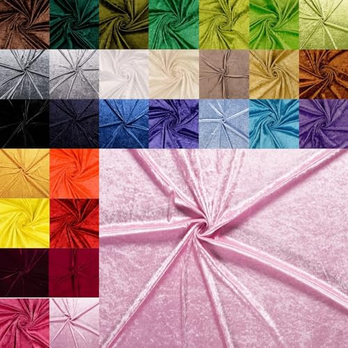 Pannesamt Meterware - Panné Samt Stoff - Dekostoff, Knit Velour Polyester - Samtstoff glänzend - Velour glänzend *Ab 50cm x 147cm, Farbe: 020 rosa