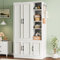 LIKIMIO Armoire Wardrobe Closet 70 H, 5 Doors Bedroom Wooden Wardrobe with 4 Storage Shelves and Hanging Rod, Clothing Storage Cabinet Organizer Combination, White