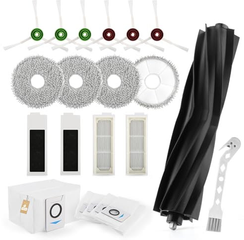 20 PCS Kit D'accessoires de Rechange pour Ecovacs Deebot T20 OMNI/T20e OMNI/T20 Max/T20 Pro, avec 1 Brosse à Rouleau en Caoutchouc, 6 Brosses Latérales, 4 Vadrouille, 4 Filtres, 4 Sacs à Poussière