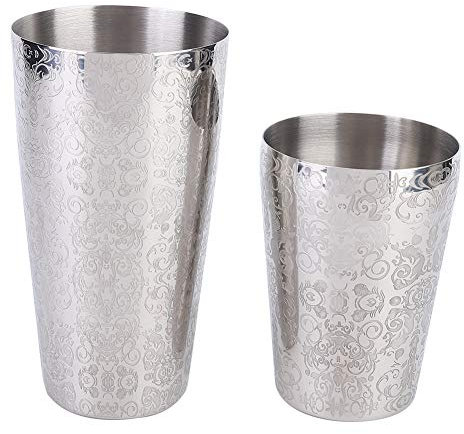 304 Edelstahl Cocktail Shaker Set Boston Shaker Barkeeper Bar Tool Professionelle Mischtassen für Cocktails Iced Coffee Tea Silber Gravures Design 550 ml 820 ml Kapazität Kapazität