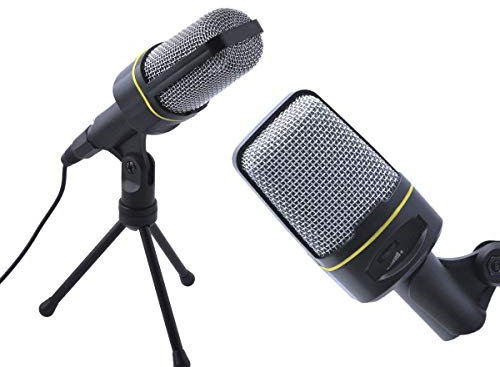 auvisio Microphone : Microphone de Studio à condensateur Professionnel avec trépied, Prise Jack 3,5 mm (Micro, Microphone pour PC, Ordinateur Portable)
