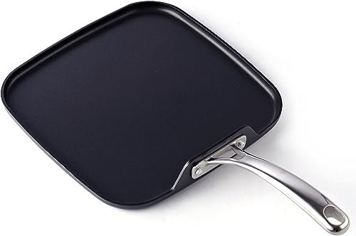 Cooks Standard Sartén cuadrada para plancha, aluminio anodizado duro, negro, mediano