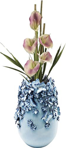 Kare Design Deko Vase Butterflies, hellblau, Keramikvase für Kunstpflanzen, Schmetterling Motiv, 35cm