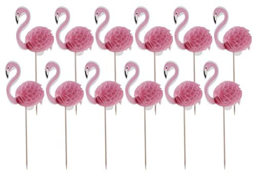 Perfeclan 12pcs Flamingo Kuchendeckel Kuchenstecker Cupcake Topper Tortenaufsatz Muffin Picker Party