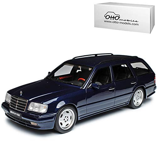 Otto Mobile Mercedes-Benz E-Klasse T-Modell S124 AMG E36 Kombi Dunkel Blau 1984-1997 Nr 753 1/18 Modell Auto mit individiuellem Wunschkennzeichen