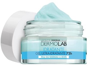 Dermolab - Crema Viso Idratante Gel 72H per Pelle Normale e Mista con Pool di Acido Ialuronico, Effetto Rimpolpante, Protegge la Cute con un'Azione Antiossidante, 50 ml