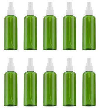 VOANZO 10PCS Empty Plastic Spray Bottle 100ml Fine Mist Travel Atomiser Set Refillable Travel Size Bottle Toiletries Liquid Containers (green)