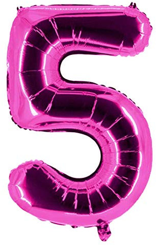 Party Factory XXL Folienballon Zahl 5, Luftballon 100cm, pink, Geburtstag, Abi, Jubiläum, Party Ballon, Heliumballon, Deko