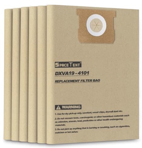 Puroom 6 Pack DEWALT DXVA19-4101 High Efficiency Replacement Filter Bags for DEWALT 6 to 10 Gallon Wet/Dry Vacs - Part # DEWALT DXVA19-4101 & Vacmaster VHBM by