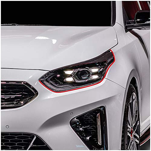 Devil Eye® Scheinwerferfolie rot Zierstreifen Dekor Dekorleiste Folie Flexibel für Scheinwerfer Kfz Auto Zubehör Selbstklebend KX004 (Kompatibel mit KIA Ceed ab 2018)