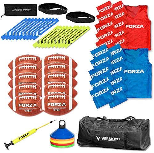 FORZA Full American Flag Football School Set | American Flag Football Set for Outdoor Games, Beach Games & Garden Games | American Football Equipment | 4 Ball Youth (12-14)