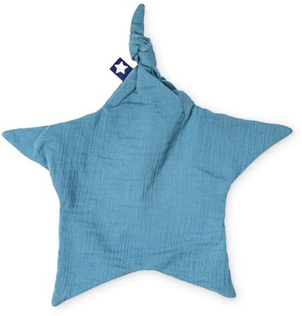 Julius Zöllner Schnuffeltuch aus 100 Prozent Musselin-Baumwolle, 35 cm, OEKO-TEX STANDARD 100, Made in Germany, Blau