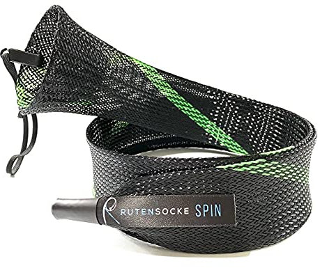 Rutensocke Zweiteiler Spinn L (90 cm lang und 45-75mm breit für Zweiteilige Ruten bis 2,7m) (Schwarz-Gruen)