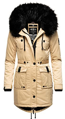 Navahoo Damen Warmer Winterparka mit Kapuze Luluna Prc Beige Gr. M