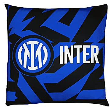 Inter Cuscino da Salotto Nuovo, Diverse Colorazioni, Unisex-Adulto, Logo+Scritta Nero/Blu, Taglia Unica