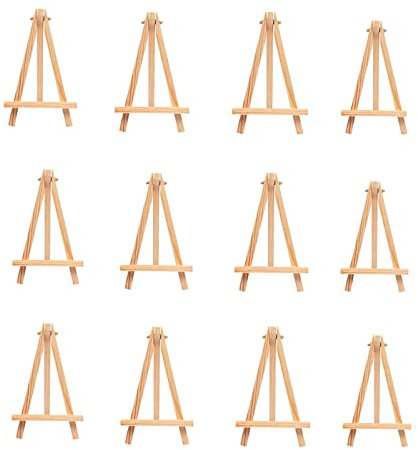 Baosong 12Pcs Wooden Tabletop Art Display Easels, Small Painting Easel, Desktop Holder Stand for Displaying Canvas Paintings, Drawing, Weddings, Kids Arts & Crafts