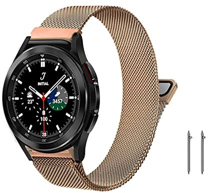 ZoRoll Correa 20mm Compatible con Samsung Galaxy Watch 7/FE 40mm/Watch 6/5/5 Pro/4/4 Classic, Correa de Reloj de Acero Inoxidable Tejida con Malla para Samsung Galaxy Watch FE/Active 2 -Oro Rosa