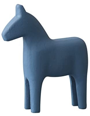 Warmhm Holz Schwedisches H?lzerne Pferdestatue Tier Figur: Traditionelles Schwedisches Dala- Moderne Tierskulptur für Home Office Desktop Blau Schwedische Dala- Pferdestatue
