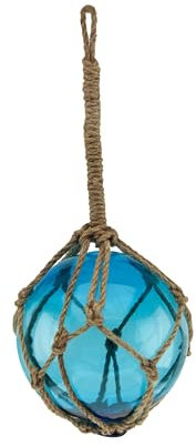 Sea-Club Hängender Schmuck Maritime Deko-Kugel Glas/Tau Ø=15cm meerblau
