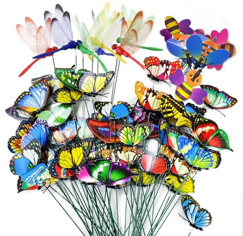 Tuxiaobu 36-teiliges DIY-Schmetterlings-Libellen-Bienen-Set, 3D-abnehmbar, für Gartenarbeit/Blumen/Party, Innen- und Außenbereich, Hof, Garten, Weihnachten, skurrile Geschenke für Kindergarten