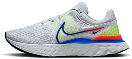 NIKE React Infinity Run Flyknit 3 Men’s Trainers Sneakers Running Shoes DX3353 (Pure Platinum/Racer Blue/Bright Crimson/Black/Volt/White 001) UK7.5 (EU42)