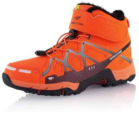 Fusskleidung® Damen Herren Wanderschuhe warm gefütterte Orange Rot EU 45