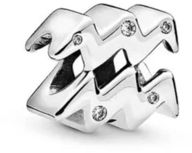 GHMIOU Sternzeichen Charm Bead 925 Sterling Silber Anhänger Passend für Pandora Armbänder 12 Sternbilder Charm Kompatibel mit Pandora Armband (Wassermann1,20~2,18)