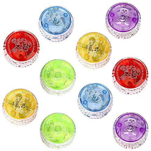 LUFEIS 10 Pezzi Yoyo Luce LED per Bambini, Plastica Yoyo per Bambini Reattivo, Yo-Yo Principianti, per Principianti Bomboniere Compleanno Sacchetti di Regali Ricompense Aula (Colori Casuali)