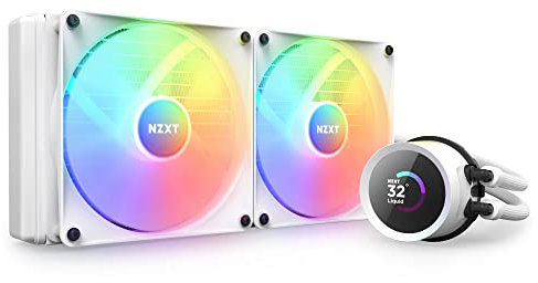 NZXT Kraken 280 RGB - 280mm AIO CPU Liquid Cooler - Customizable 1.54 Square LCD Display for Images, Performance Metrics - High-Performance Pump - 2 x F140 RGB Core Fans - White