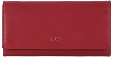 Kenorada Langbörse Damen Elva | große Börse für Damen | Portemonnaie aus echtem Leder | geteiltes Münzfach und 24 Kartenfächer | Portmonee Damen Echtleder (red)