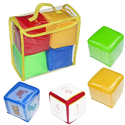 zalati Würfel, 4 Stück, leere Würfel, Schaumstoff, kubisches Spielzeug, transparente Abdeckung für selbstgemachte Karten, mit Aufbewahrungstasche zum Lernen, 9,9 cm