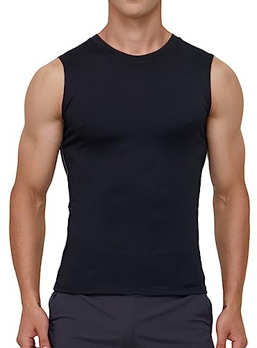 Débardeur de Compression Sport Homme Débardeur Gainant Homme Maillot de Corps Amincissante Ventre Plat Débardeur Homme Gainant Minceur sous-vêtements (XXL, Noir)