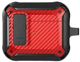 KOSTEN Custodia per Airpodscoperchio di Commutazione per Airpods PRO 2 Case TPU Pc Coperchio per Pc per Apple Airpods 3 2 Caso Accessori per Auricolari in Fibra di Carbonio-Nero Rosso-per Airpods PRO