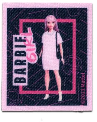 Comercial Mercera Barbie © Girl mit Handtasche - Aufnäher, Bügelbild, Aufbügler, Applikationen, Patches, Flicken, zum aufbügeln, Größe: 6,5 x 5,4 cm